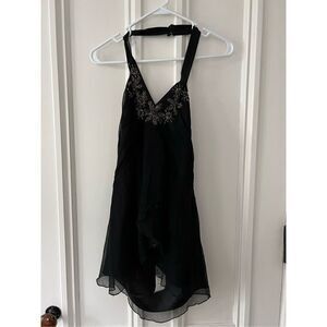 NWT SpenserJeremy black silk beaded halter tank L